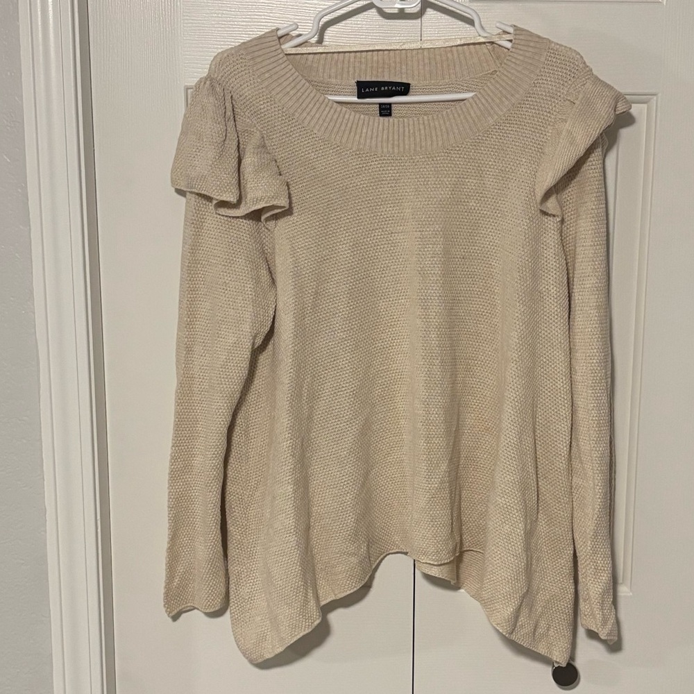 Lane Bryant Cream Flutter Sleeve Sweater Size 14/16